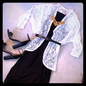 White lace open cardigan